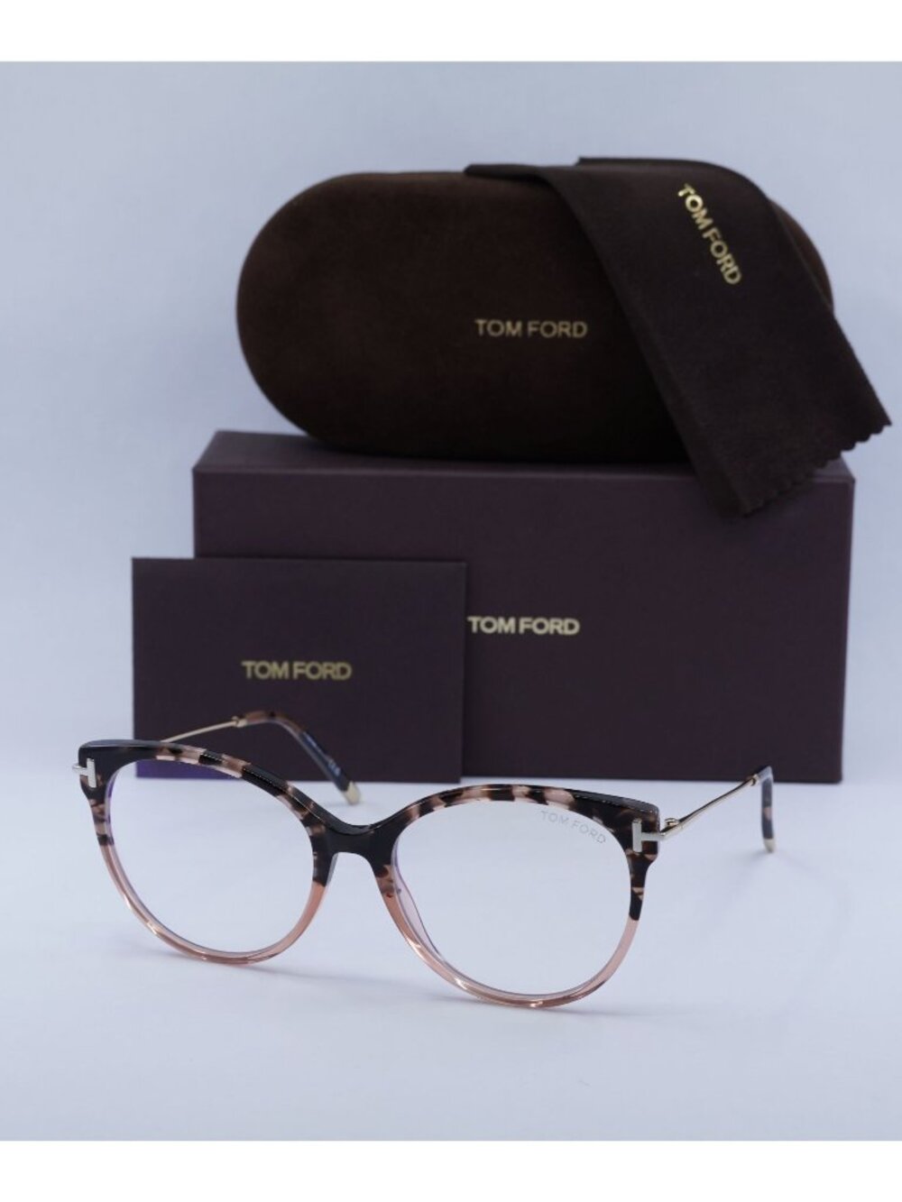 Tom Ford FT5770-B 055 Round Eyeglasses 54mm - Coloured Havana/Blue Light Block